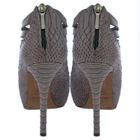 Dior Grey Snake Leather Cage Lace Up Peep Toe Pumps - Picture 3 of 7